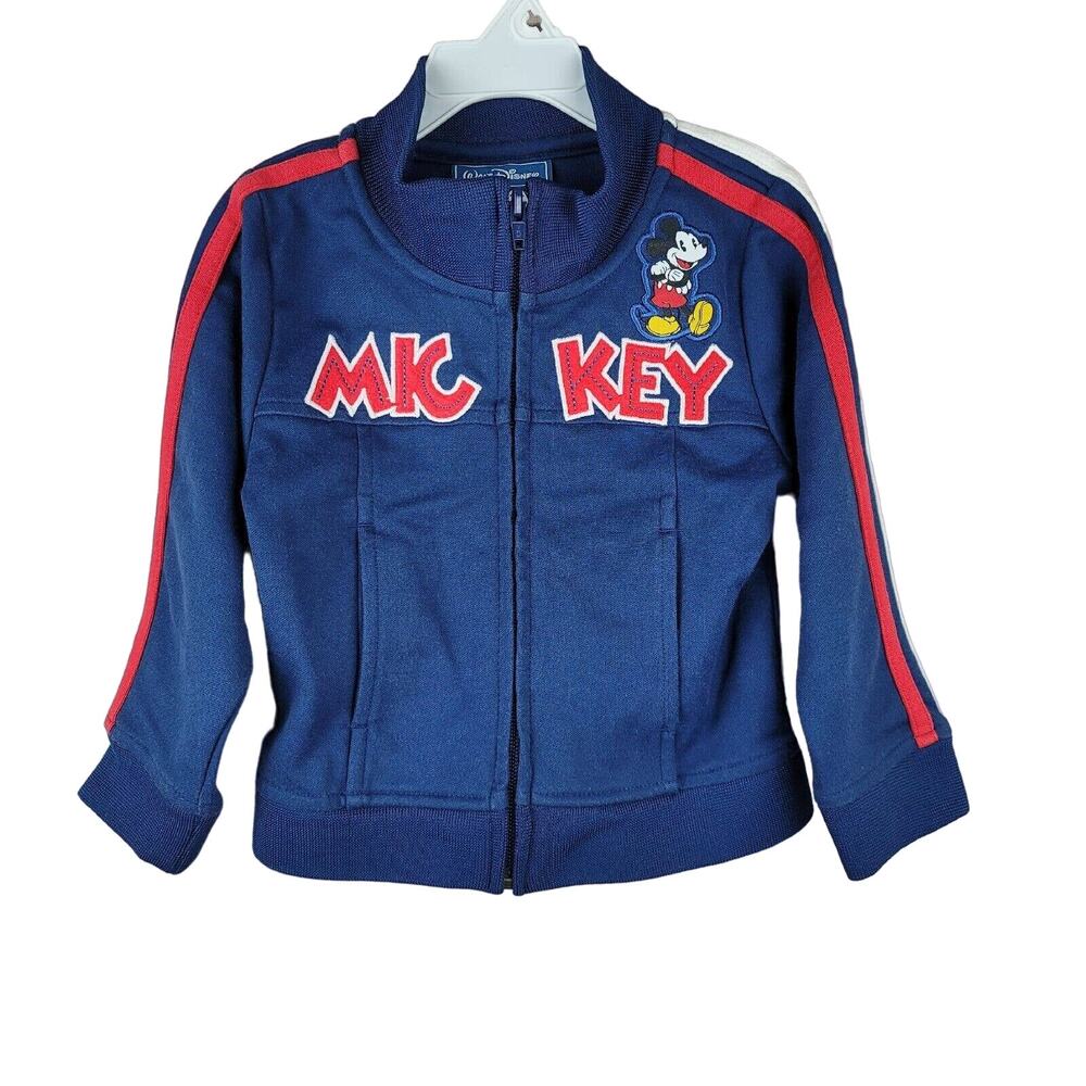 Vintage Disney Toddler Jacket 2T Mickey Mouse Track Style Embroidered Blue